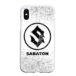 Чехол iPhone XS Max матовый Sabaton с потертостями на светлом фоне