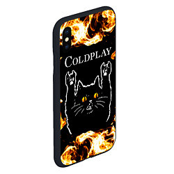 Чехол iPhone XS Max матовый Coldplay рок кот и огонь, цвет: 3D-черный — фото 2