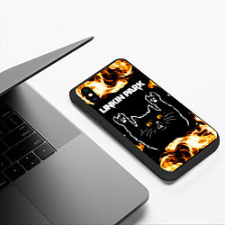 Чехол iPhone XS Max матовый Linkin Park рок кот и огонь, цвет: 3D-черный — фото 2