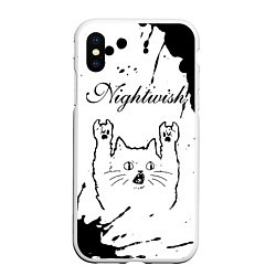 Чехол iPhone XS Max матовый Nightwish рок кот на светлом фоне
