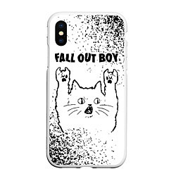 Чехол iPhone XS Max матовый Fall Out Boy рок кот на светлом фоне