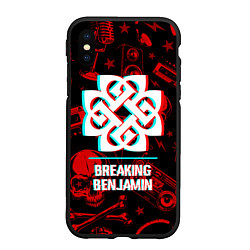 Чехол iPhone XS Max матовый Breaking Benjamin rock glitch, цвет: 3D-черный