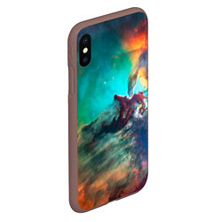 Чехол iPhone XS Max матовый Аморфный цветастый космос, цвет: 3D-коричневый — фото 2