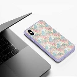 Чехол iPhone XS Max матовый Ornament, цвет: 3D-светло-сиреневый — фото 2