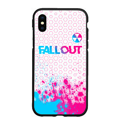 Чехол iPhone XS Max матовый Fallout neon gradient style: символ сверху, цвет: 3D-черный