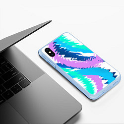 Чехол iPhone XS Max матовый Абстрактный рисунок неоновых тонов, цвет: 3D-голубой — фото 2