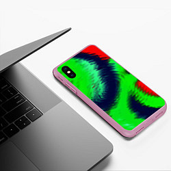 Чехол iPhone XS Max матовый Красно-зеленый абстрактный узор, цвет: 3D-розовый — фото 2