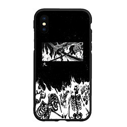 Чехол iPhone XS Max матовый Блич - Скелеты в огне, цвет: 3D-черный