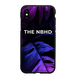 Чехол iPhone XS Max матовый The Neighbourhood neon monstera, цвет: 3D-черный