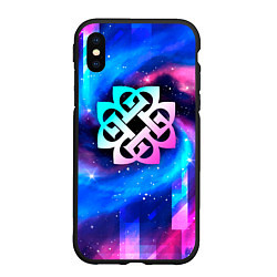 Чехол iPhone XS Max матовый Breaking Benjamin неоновый космос, цвет: 3D-черный