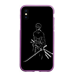 Чехол iPhone XS Max матовый Roronoa Zoro - One Piece, цвет: 3D-фиолетовый