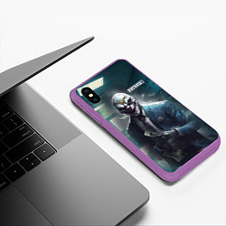 Чехол iPhone XS Max матовый Payday 3 mask, цвет: 3D-фиолетовый — фото 2