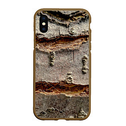 Чехол iPhone XS Max матовый Деревянный разлом, цвет: 3D-коричневый