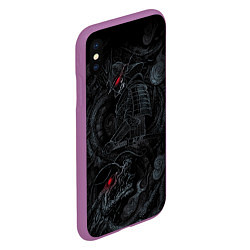 Чехол iPhone XS Max матовый Dragon and samurai, цвет: 3D-фиолетовый — фото 2