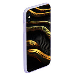 Чехол iPhone XS Max матовый Золотистые волны абстракция, цвет: 3D-светло-сиреневый — фото 2