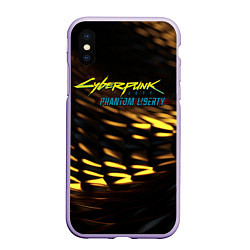 Чехол iPhone XS Max матовый Cyberpunk 2077 phantom liberty black gold, цвет: 3D-светло-сиреневый