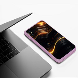 Чехол iPhone XS Max матовый Золотистые волны, цвет: 3D-сиреневый — фото 2