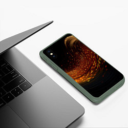 Чехол iPhone XS Max матовый Фон темное золото, цвет: 3D-темно-зеленый — фото 2