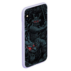 Чехол iPhone XS Max матовый Samurai and dragon, цвет: 3D-светло-сиреневый — фото 2