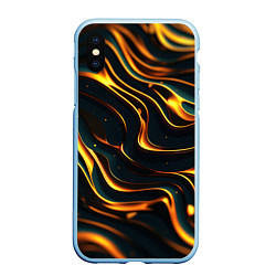 Чехол iPhone XS Max матовый Gold waves, цвет: 3D-голубой