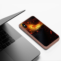 Чехол iPhone XS Max матовый Золотые волнистые линии, цвет: 3D-коричневый — фото 2