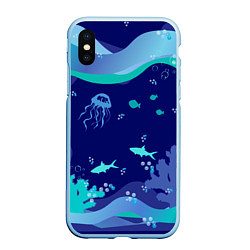 Чехол iPhone XS Max матовый На глубине, цвет: 3D-голубой