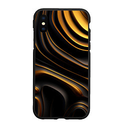 Чехол iPhone XS Max матовый Золотые барельефы, цвет: 3D-черный