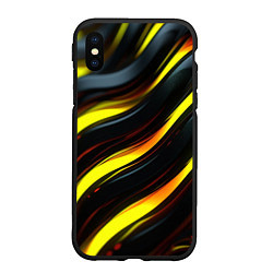 Чехол iPhone XS Max матовый Черные волнистые линии, цвет: 3D-черный