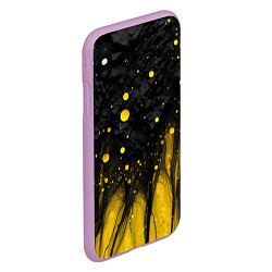 Чехол iPhone XS Max матовый Желтые брызги на черном фоне, цвет: 3D-сиреневый — фото 2