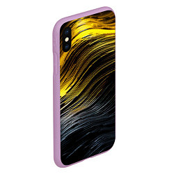 Чехол iPhone XS Max матовый Золотистые волны на черном, цвет: 3D-сиреневый — фото 2