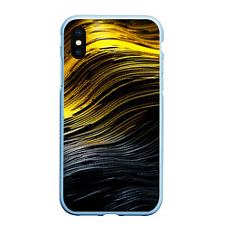 Чехол iPhone XS Max матовый Золотистые волны на черном