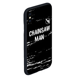 Чехол iPhone XS Max матовый Chainsaw Man glitch на темном фоне: символ сверху, цвет: 3D-черный — фото 2