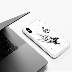 Чехол iPhone XS Max матовый Scorpions и рок символ, цвет: 3D-белый — фото 2