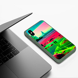 Чехол iPhone XS Max матовый Кислотный мир, цвет: 3D-темно-зеленый — фото 2