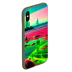 Чехол iPhone XS Max матовый Кислотный мир, цвет: 3D-темно-зеленый — фото 2