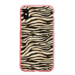 Чехол iPhone XS Max матовый Шкура зебры и белого тигра, цвет: 3D-баблгам