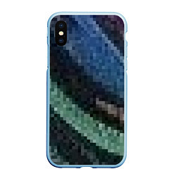 Чехол iPhone XS Max матовый Пиксельный узор, цвет: 3D-голубой