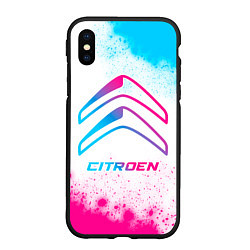 Чехол iPhone XS Max матовый Citroen neon gradient style, цвет: 3D-черный