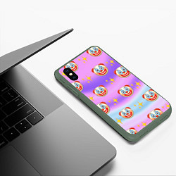 Чехол iPhone XS Max матовый Узор с Клоунами, цвет: 3D-темно-зеленый — фото 2