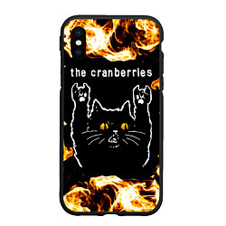 Чехол iPhone XS Max матовый The Cranberries рок кот и огонь, цвет: 3D-черный