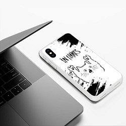 Чехол iPhone XS Max матовый In Flames рок кот на светлом фоне, цвет: 3D-белый — фото 2