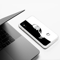 Чехол iPhone XS Max матовый Homer Simpson - black and white, цвет: 3D-белый — фото 2