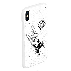 Чехол iPhone XS Max матовый Blink 182 и рок символ, цвет: 3D-белый — фото 2