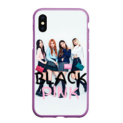 Чехол iPhone XS Max матовый Blackpink girls, цвет: 3D-фиолетовый