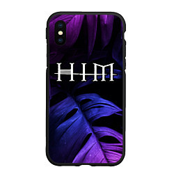 Чехол iPhone XS Max матовый HIM neon monstera, цвет: 3D-черный