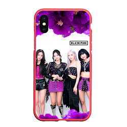 Чехол iPhone XS Max матовый Blackpink flowers, цвет: 3D-красный