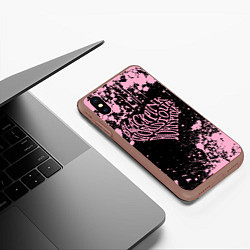 Чехол iPhone XS Max матовый Блэкпинк - потертости и сердце, цвет: 3D-коричневый — фото 2