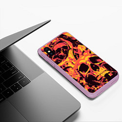 Чехол iPhone XS Max матовый Лава Черепа, цвет: 3D-сиреневый — фото 2