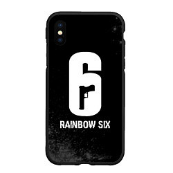 Чехол iPhone XS Max матовый Rainbow Six glitch на темном фоне, цвет: 3D-черный