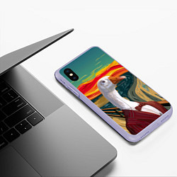 Чехол iPhone XS Max матовый Утка пародия на картину Крик, цвет: 3D-светло-сиреневый — фото 2